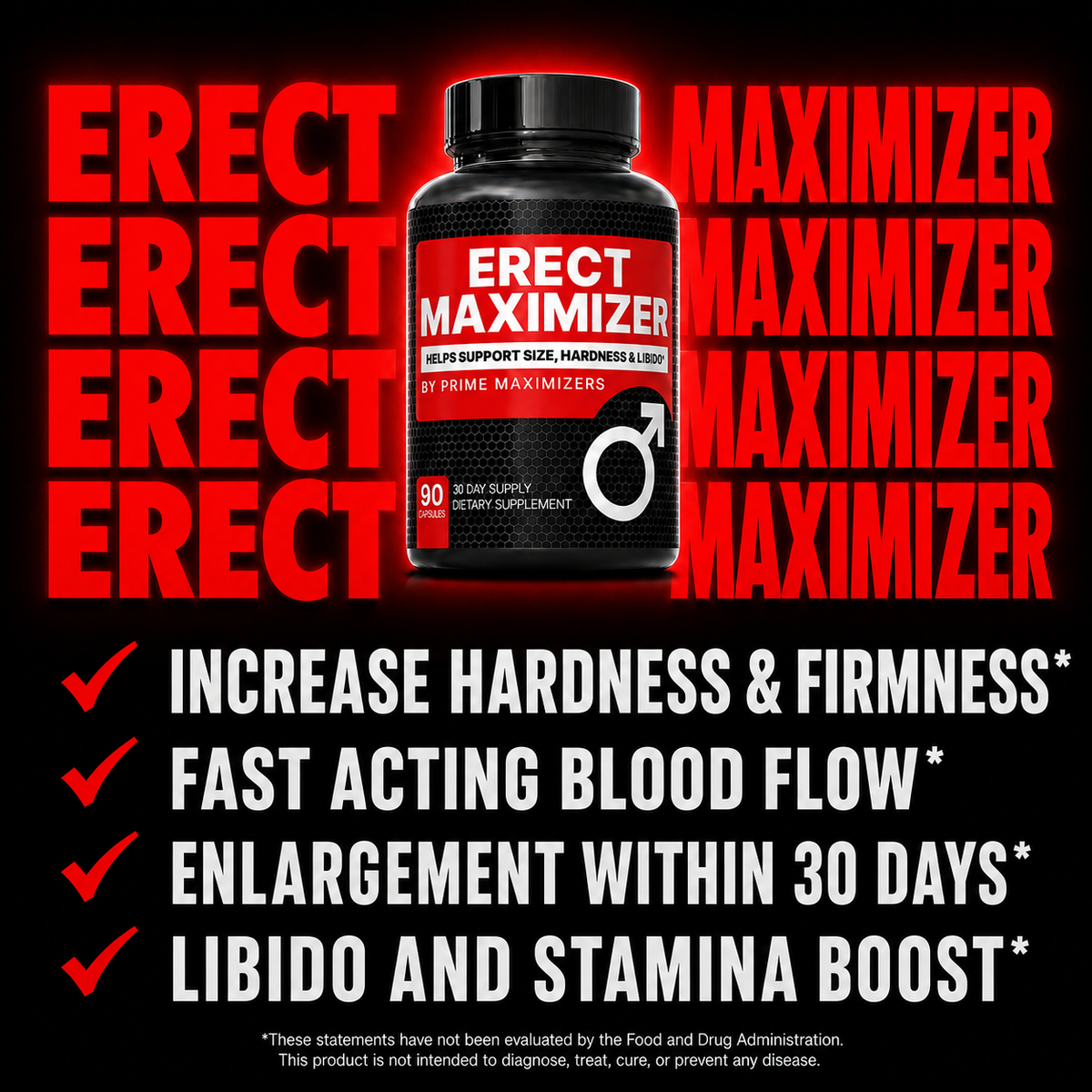 ERECT MAXIMIZER - Hardness & Libido Supplement - California Made